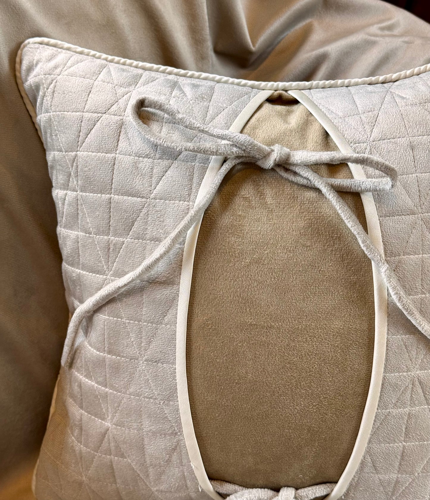 The Beige Bow Tie Cushion Cover