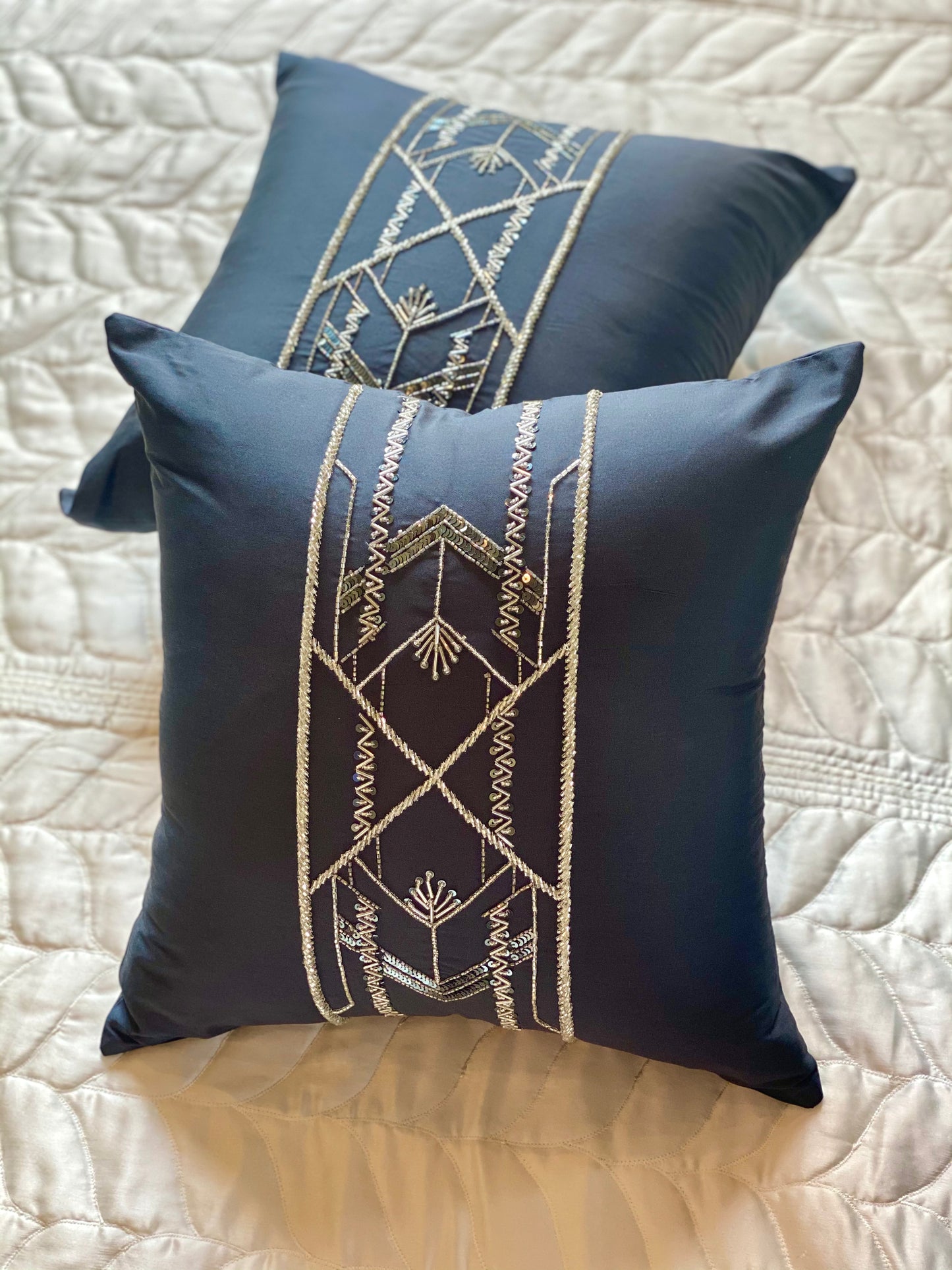 THE DEEP GREY FLORENCE CUSHION COVER