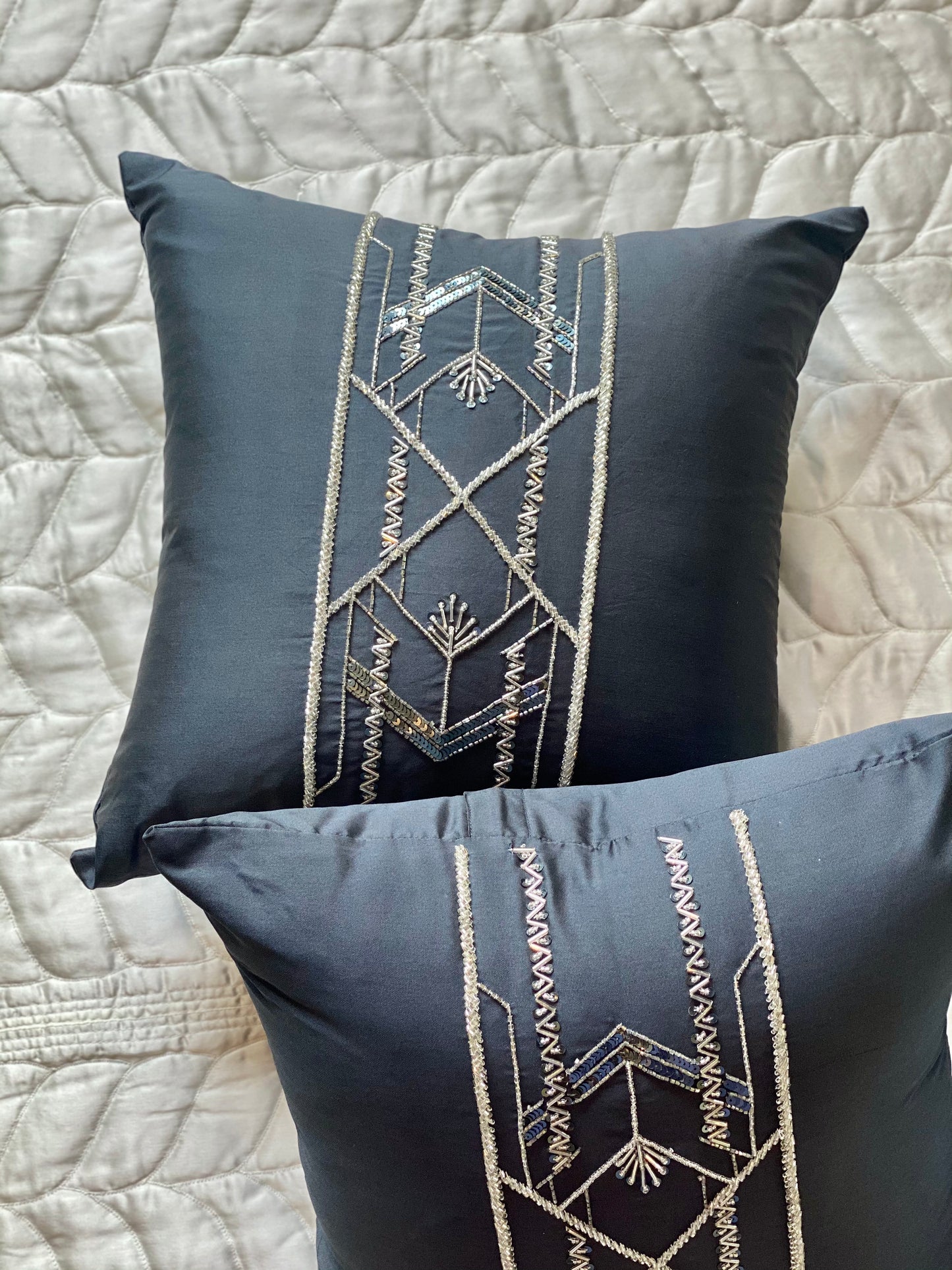 THE DEEP GREY FLORENCE CUSHION COVER