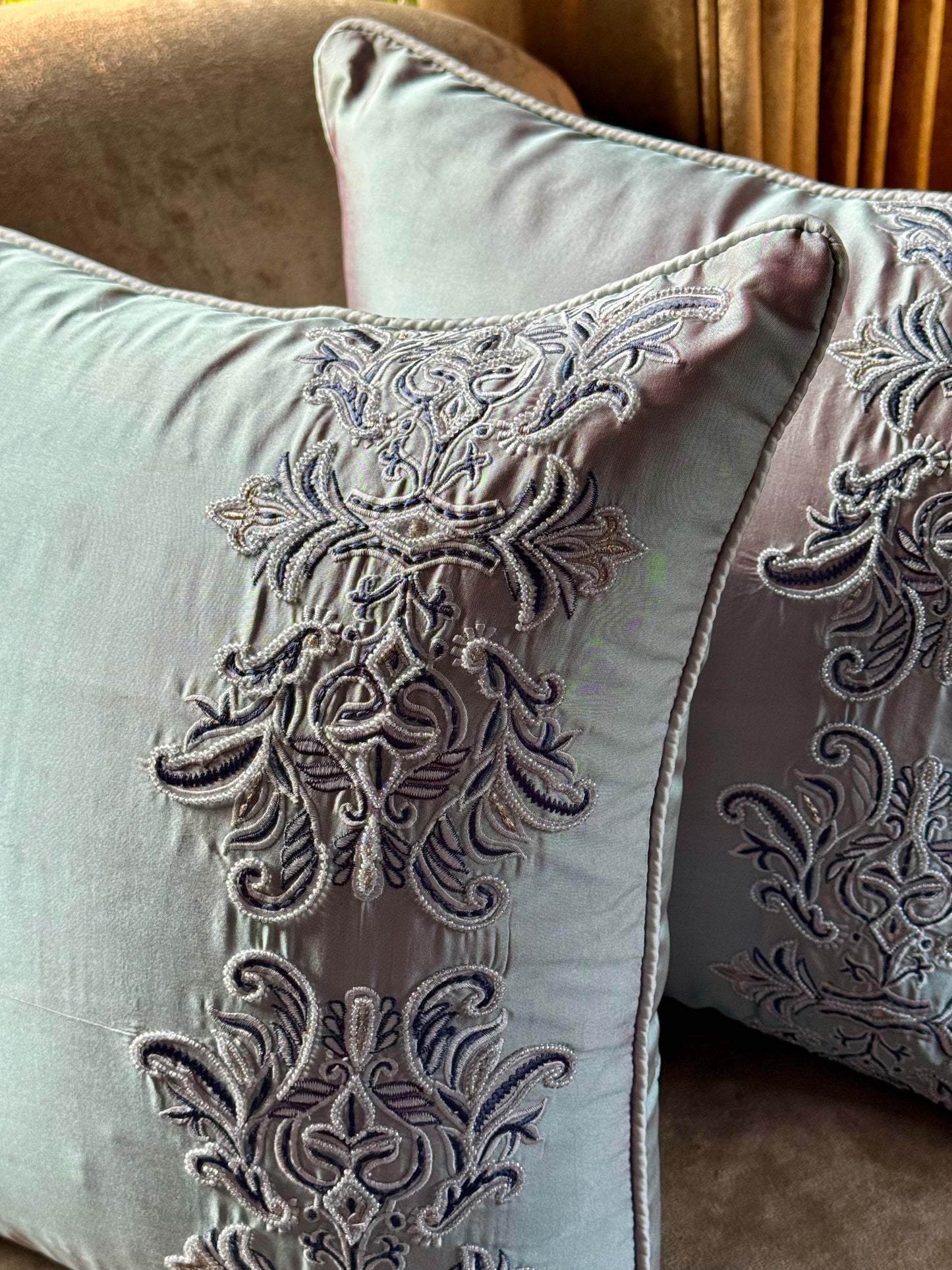 The Frosted Azure Cushion Cover