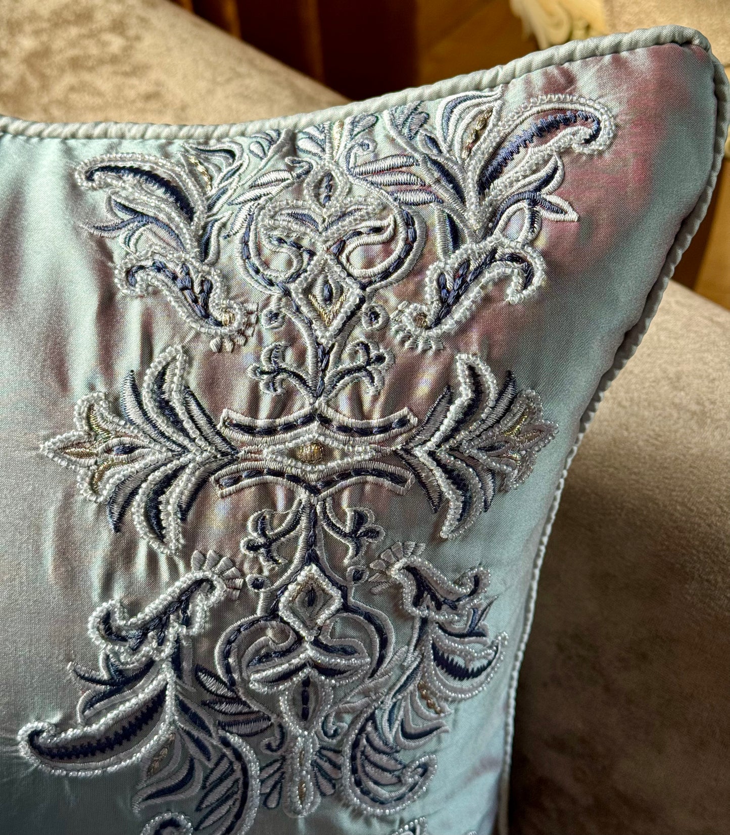 The Frosted Azure Cushion Cover