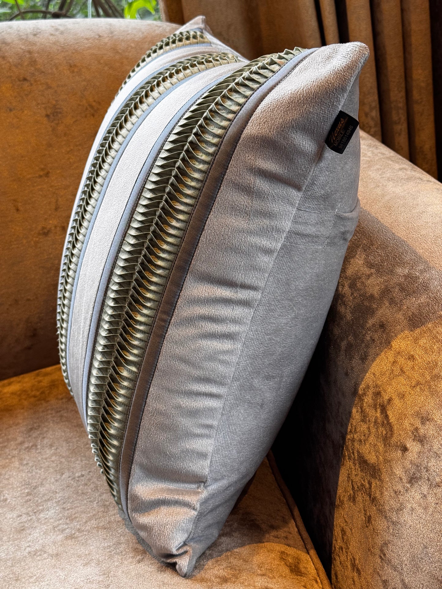 The Grey-Green Pleated Cushion Cover