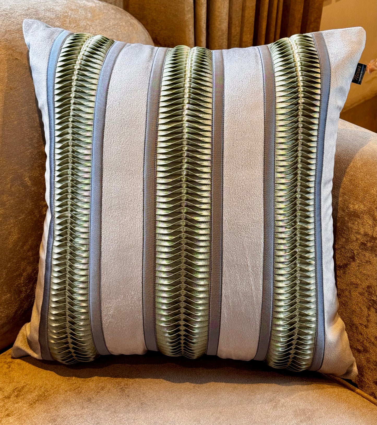 The Grey-Green Pleated Cushion Cover
