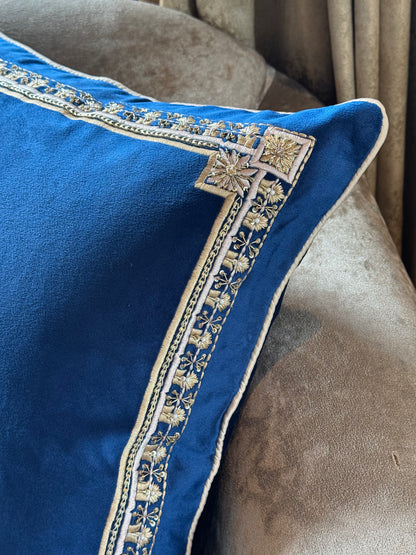 The Sapphire Border Cushion Cover