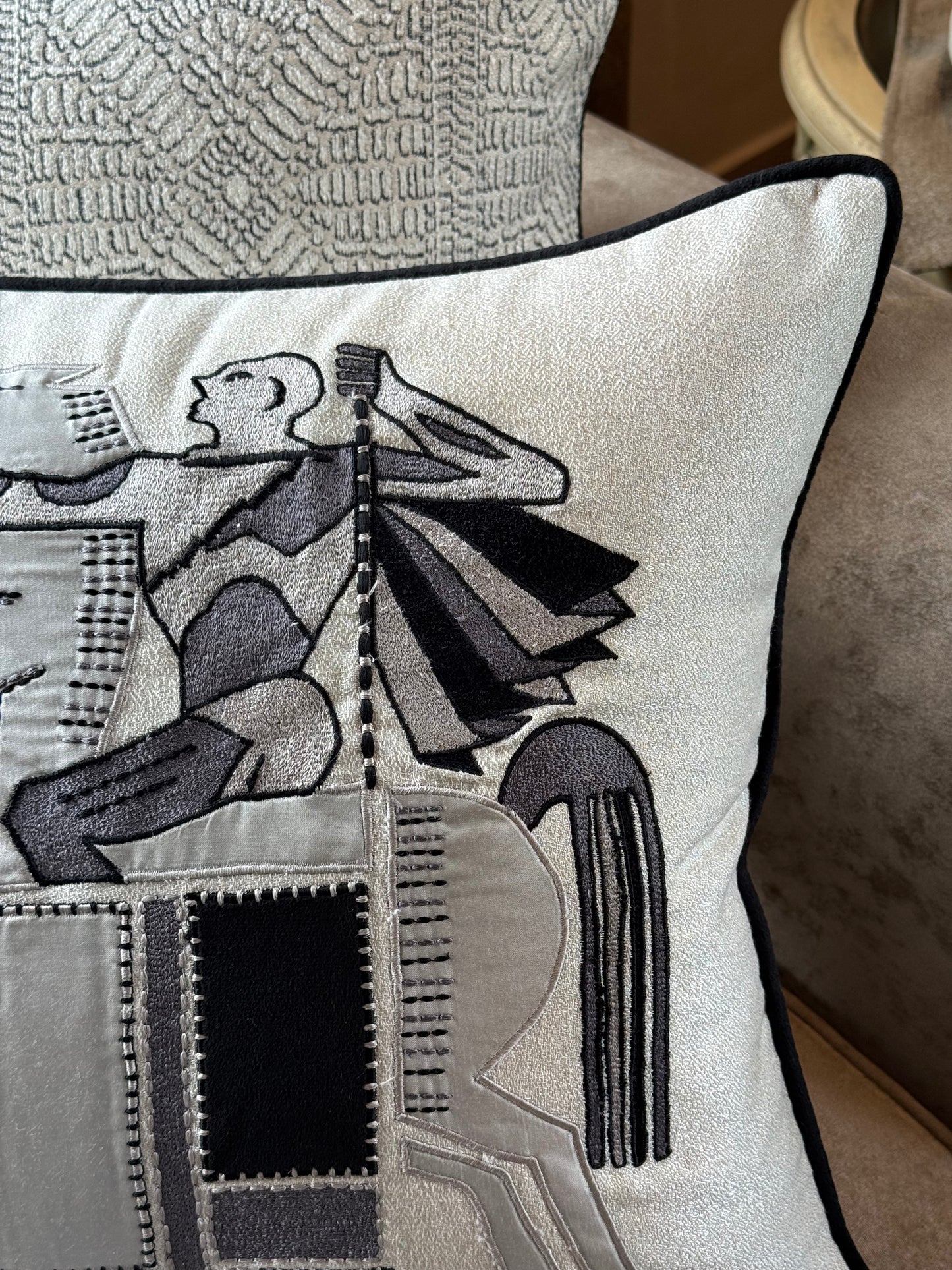 The Noir Geometry Cushion Cover