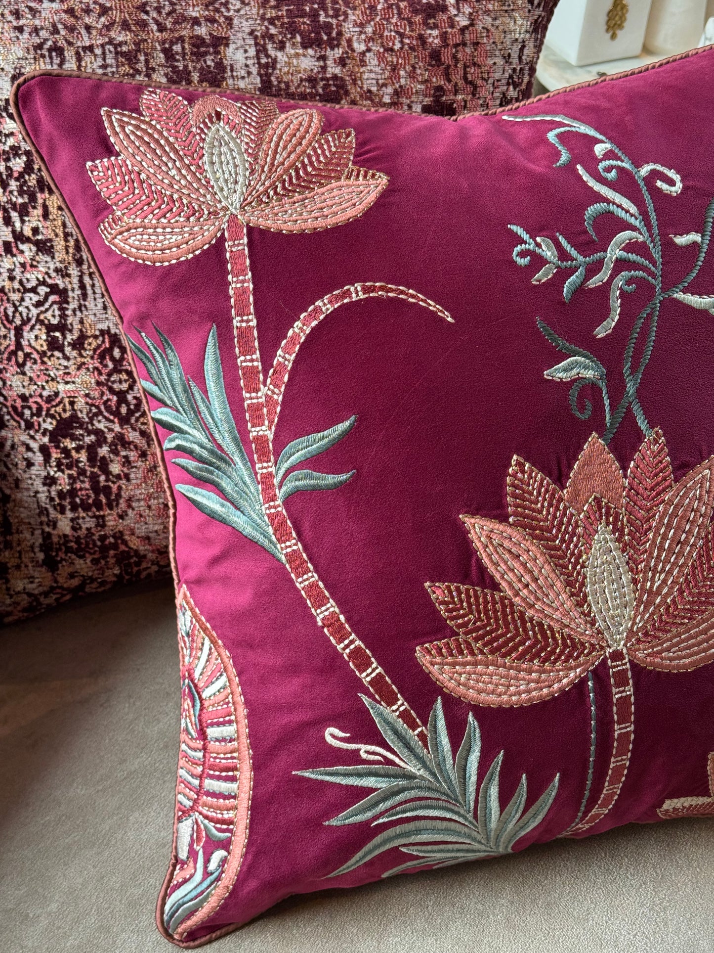 The Maharani Lotus Cushion Cover
