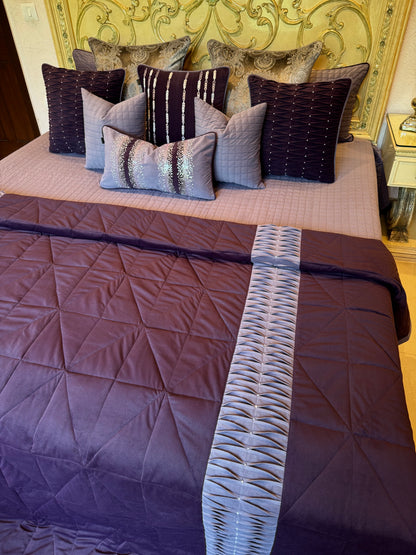 The Plum Suede Pleat Bedding Set