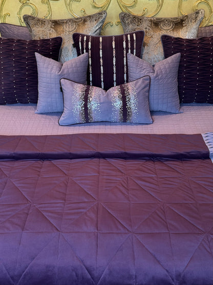 The Plum Suede Pleat Bedding Set