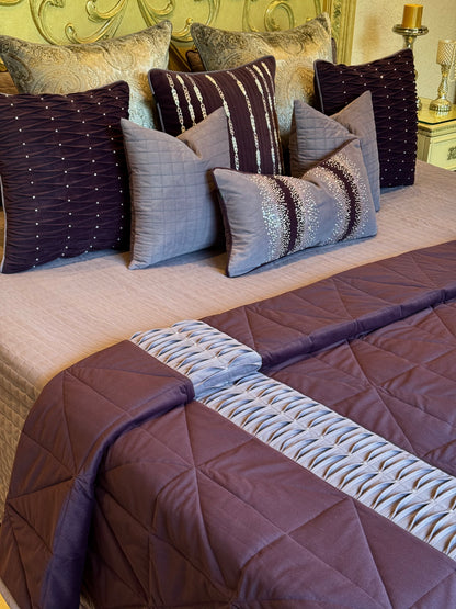 The Plum Suede Pleat Bedding Set