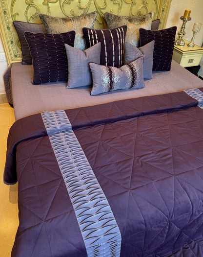The Plum Suede Pleat Bedding Set