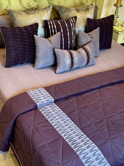 The Plum Suede Pleat Bedding Set