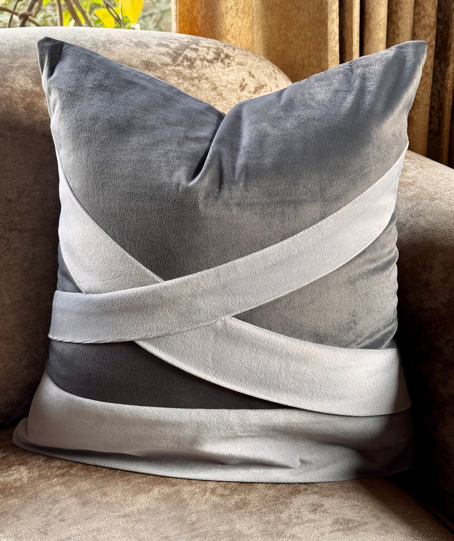 The Grey Criss-Cross Cushion Cover