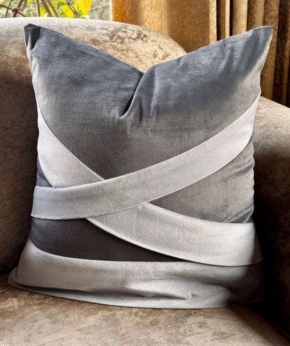 The Grey Criss-Cross Cushion Cover