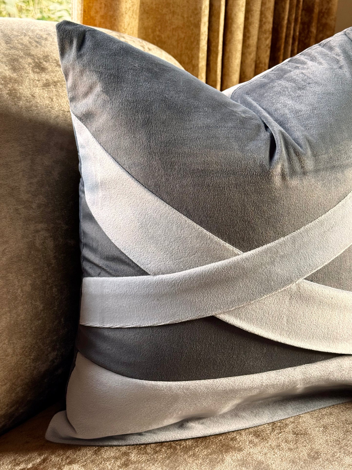 The Grey Criss-Cross Cushion Cover