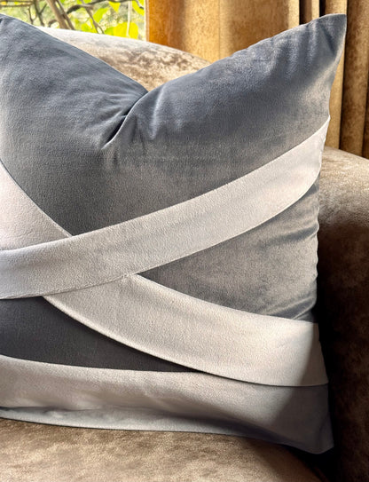 The Grey Criss-Cross Cushion Cover