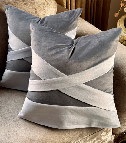The Grey Criss-Cross Cushion Cover
