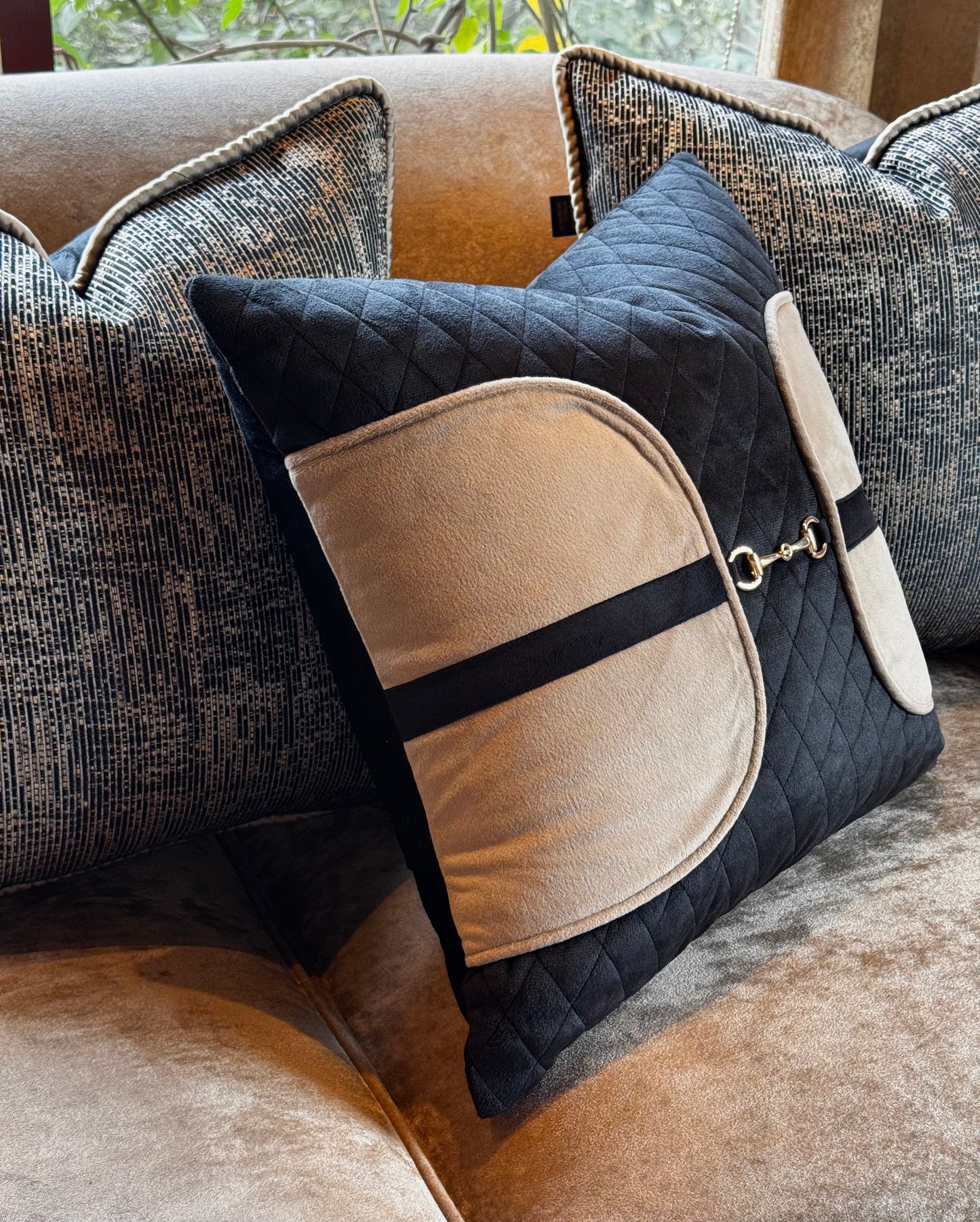 The Black Elite Saddle Stitch Cushion