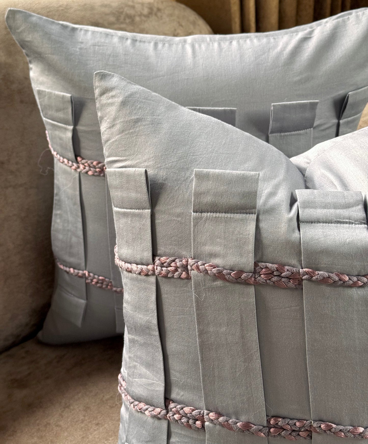 The Cotton Braided Lattice Cushion Cover