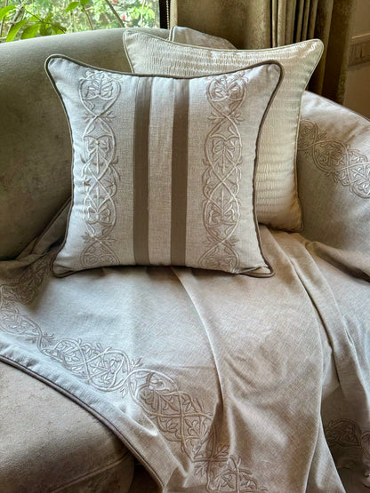 The Beige Marlowe Embroidered Throw