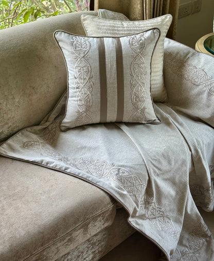 The Beige Marlowe Embroidered Throw