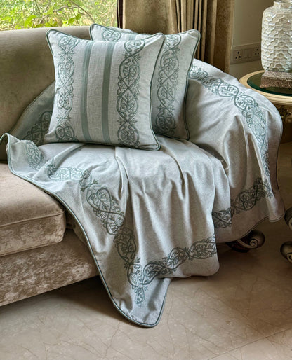 The Soft Green Marlowe Embroidered Throw