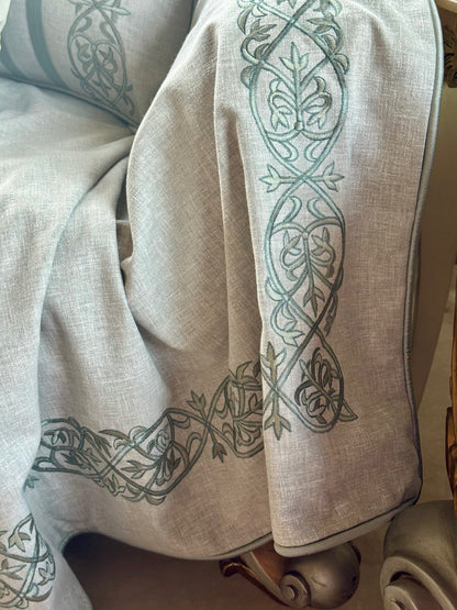 The Soft Green Marlowe Embroidered Throw