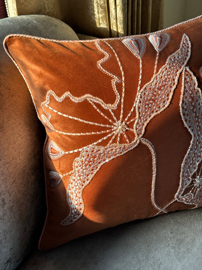The Pumpkin Orange Rosé Cushion Cover