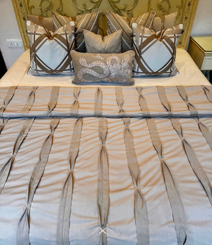 The Maison Taupe Crest Bedding Set