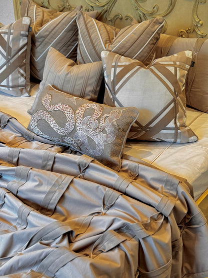 The Maison Taupe Crest Bedding Set