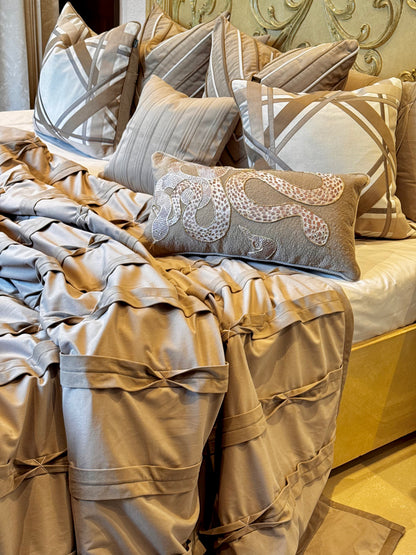 The Maison Taupe Crest Bedding Set