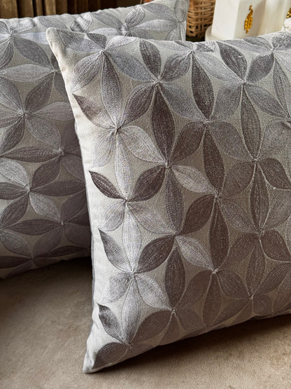 The Light Grey Petal Weave Cushion Cover