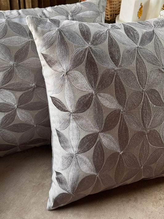 The Light Grey Petal Weave Cushion Cover