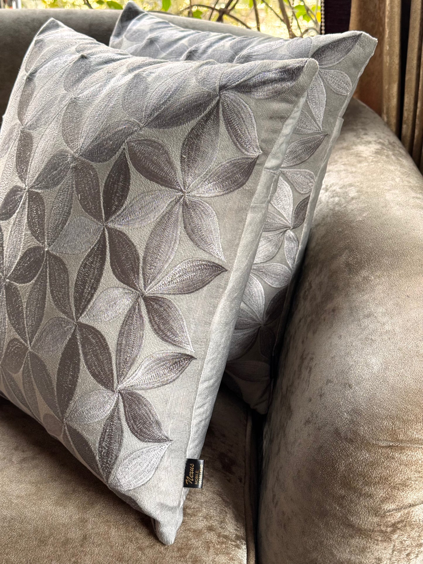 The Light Grey Petal Weave Cushion Cover