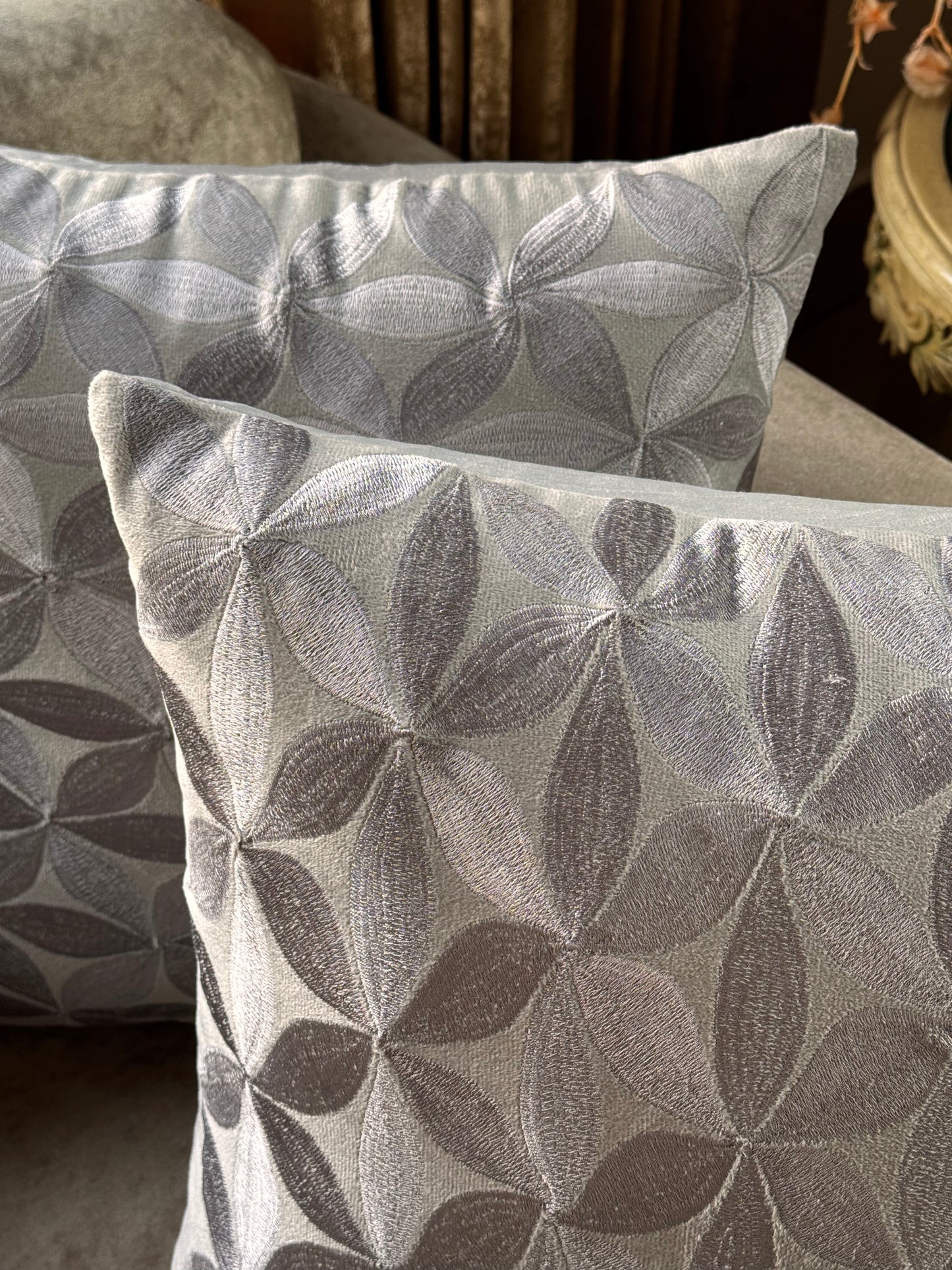 The Light Grey Petal Weave Cushion Cover
