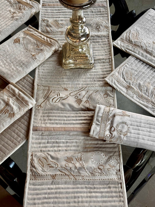 The Champagne Beige Equestrian Table Linen Set