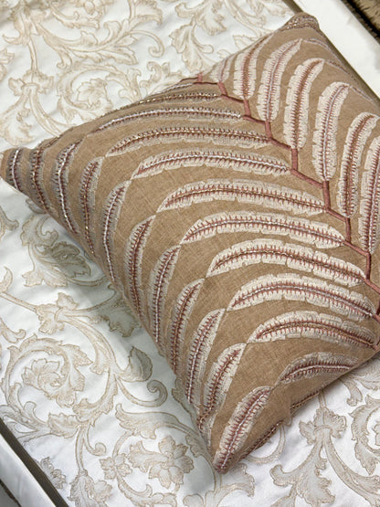 The Blush-Beige Folia Cushion Cover