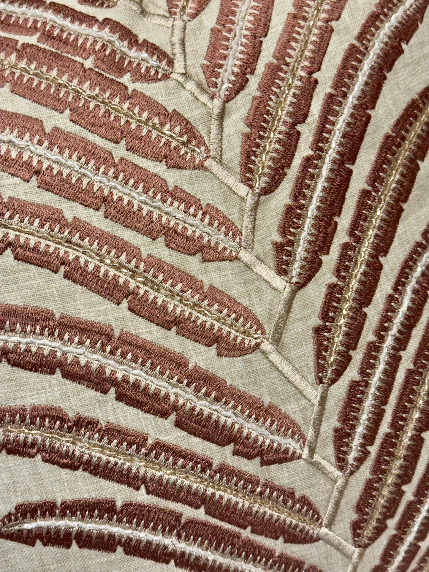 The Beige-Rust Folia Cushion Cover
