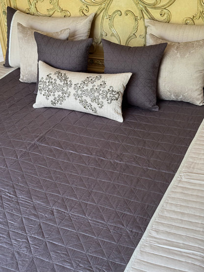 Beige & Brown Cotton Bedding Set