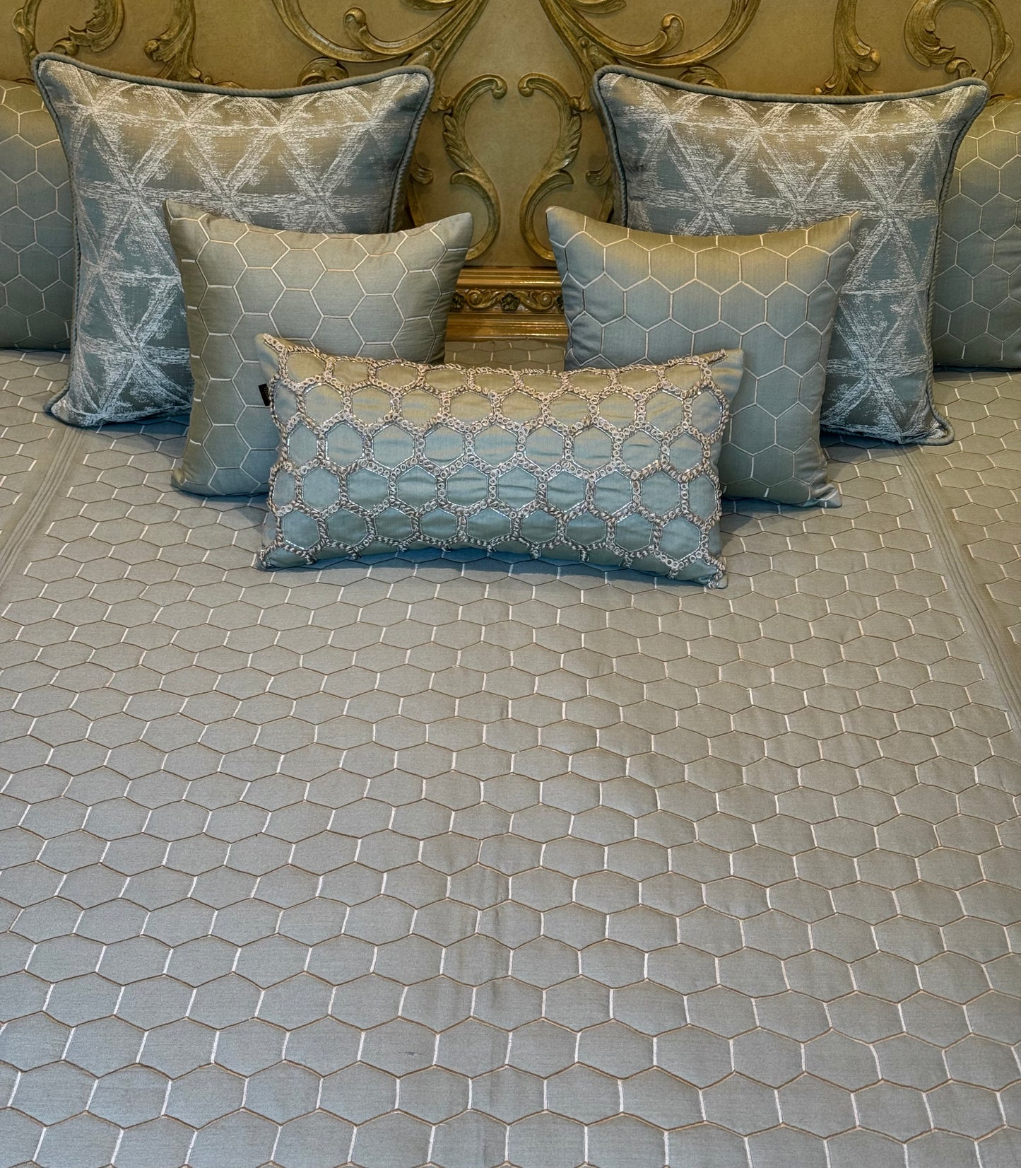 The Pastel Sage Honeycomb Bedding Set