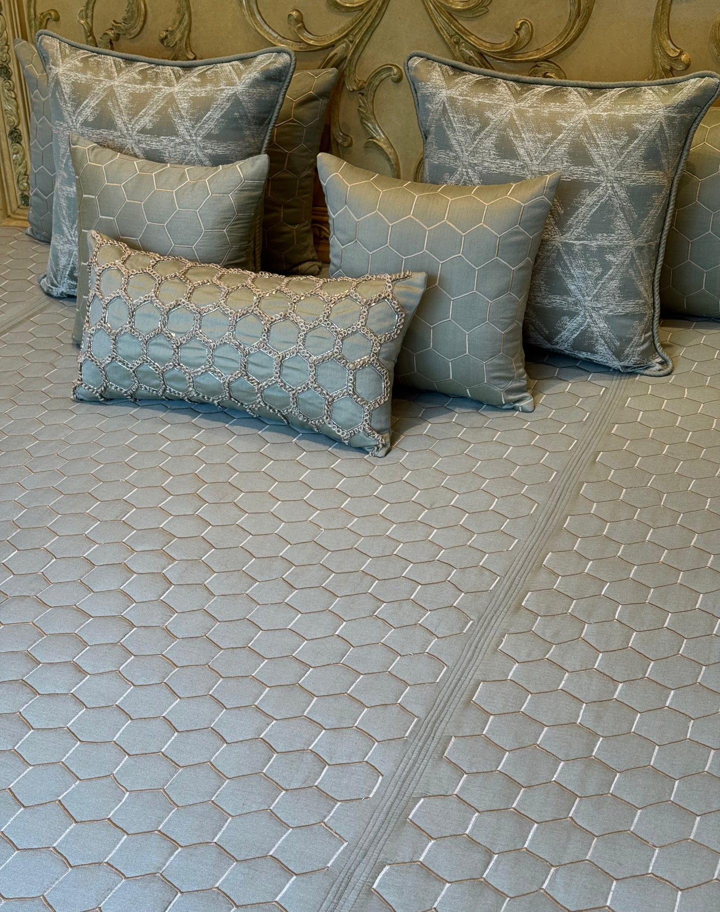 The Pastel Sage Honeycomb Bedding Set
