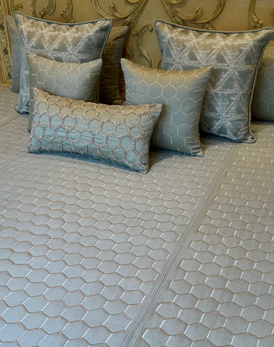 The Pastel Sage Honeycomb Bedding Set