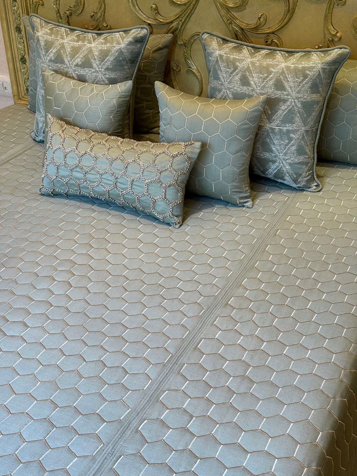 The Pastel Sage Honeycomb Bedding Set