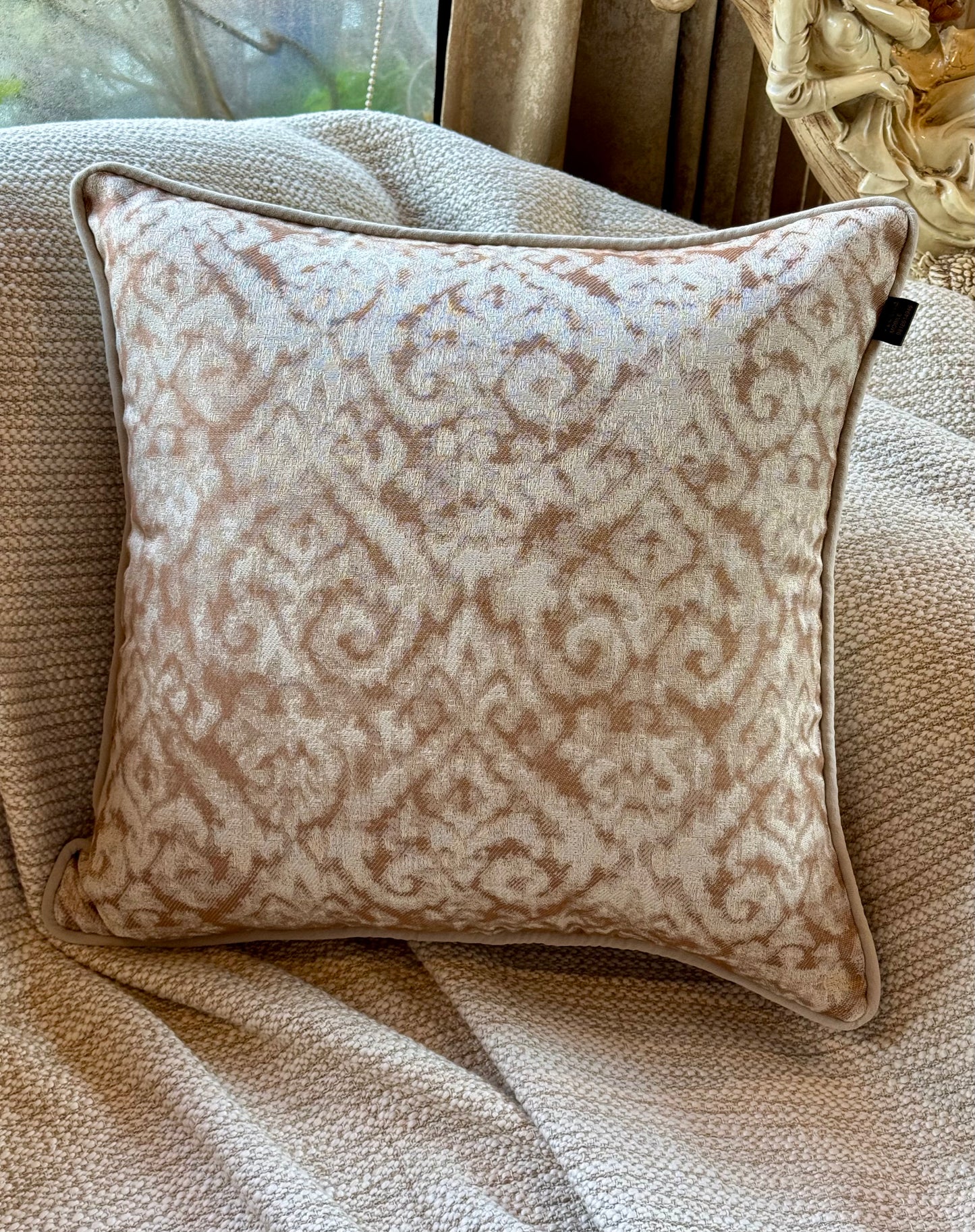 Ivory Damask Cushion Cover