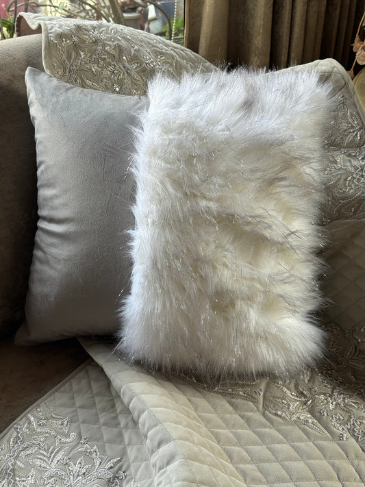The Light Grey Half-Fur Cushion Cover