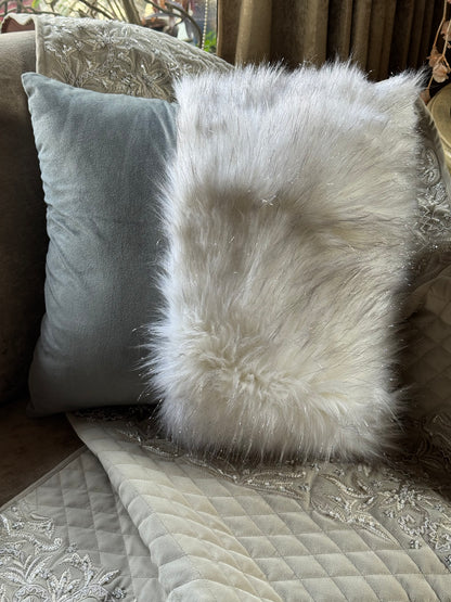 The Grey Half-Fur Cushion Cover