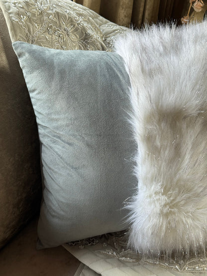 The Grey Half-Fur Cushion Cover