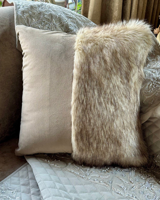 The Beige Half-Fur Cushion Cover