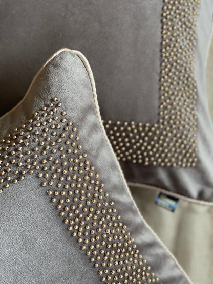 THE BROWN BEADED CUSHION COVER