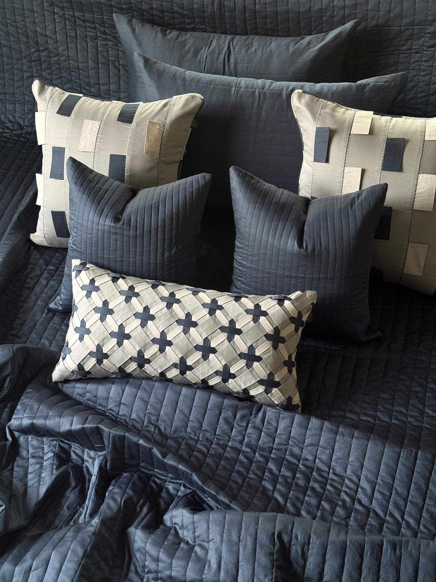 The Deep Blue Ashton Bedding Set