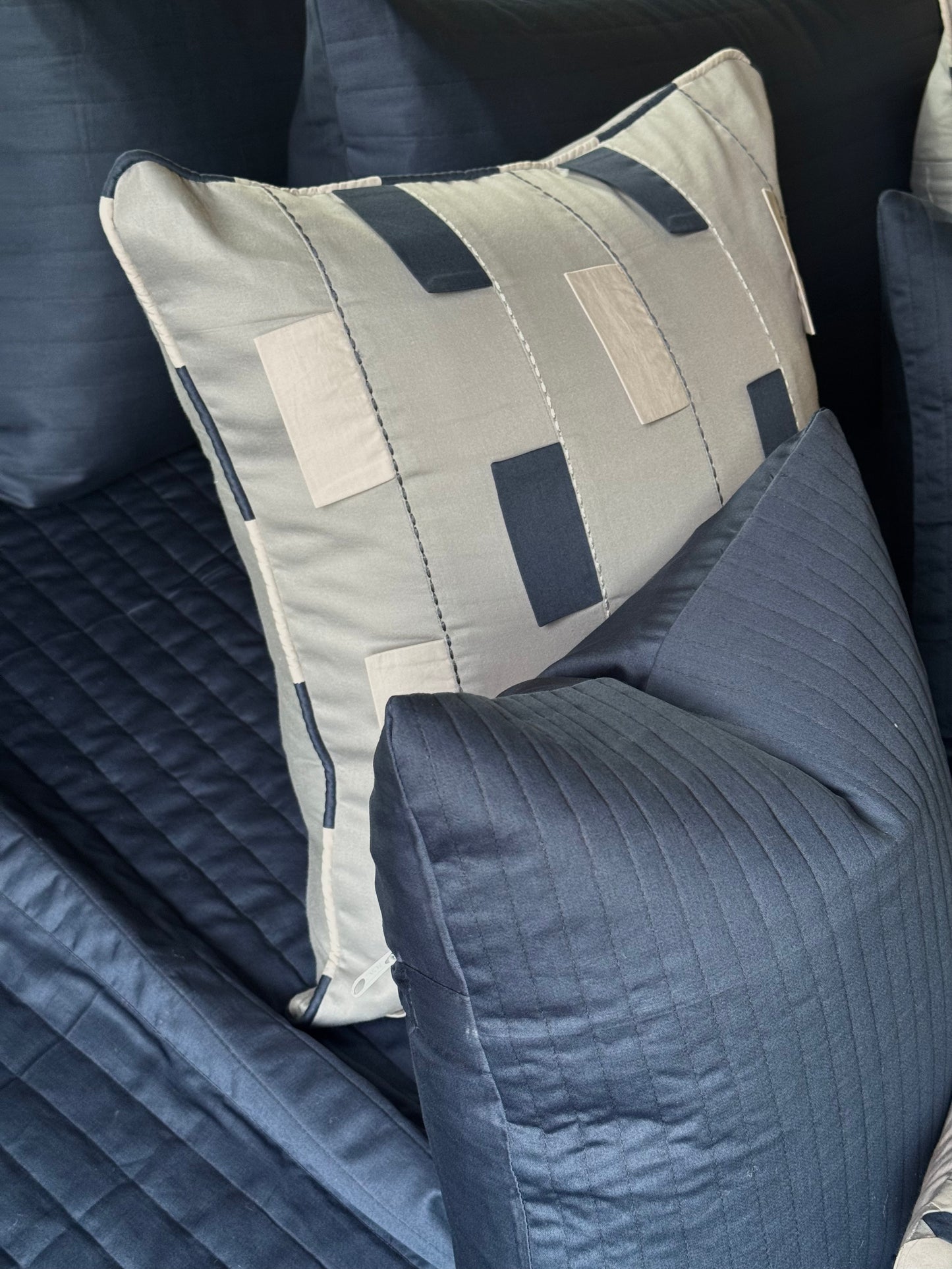 The Deep Blue Ashton Bedding Set